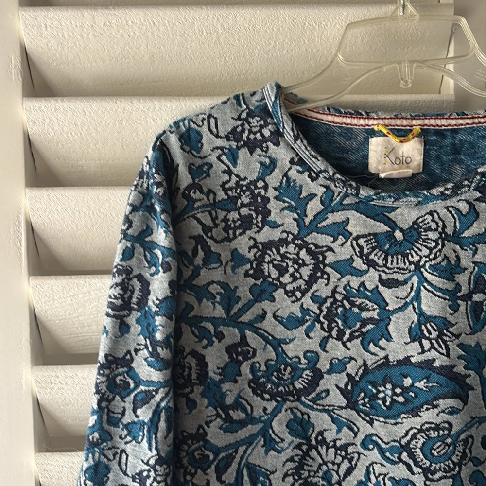 Urban Outfitters Koto Paisley Floral Print Long Sleeve Round Neck Sz LRG - Picture 2 of 12